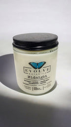 Evolve Botanica Classic 9oz Jam Jar Crystal Soy Candle - Midnight (Super Seven)