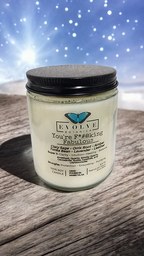 Evolve Botanica Classic 9oz Jam Jar Crystal Soy Candle - You're F*#@king Fabulous (Amethyst, Quartz, Smoky Quartz, Cacoxenite, Rutile, Goethite, & Lepidocrocite)