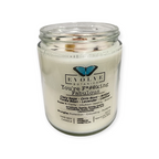 Evolve Botanica Classic 9oz Jam Jar Crystal Soy Candle - You're F*#@king Fabulous (Amethyst, Quartz, Smoky Quartz, Cacoxenite, Rutile, Goethite, & Lepidocrocite)