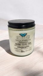 Evolve Botanica Classic 9oz Jam Jar Crystal Soy Candle - You're F*#@king Fabulous (Amethyst, Quartz, Smoky Quartz, Cacoxenite, Rutile, Goethite, & Lepidocrocite)