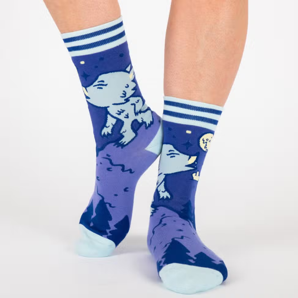 Evolve Botanica Cute Werewolf Crew Socks