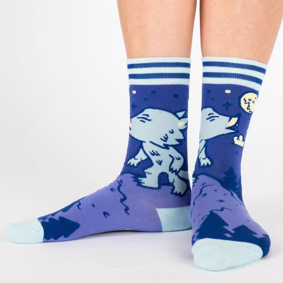 Evolve Botanica Cute Werewolf Crew Socks