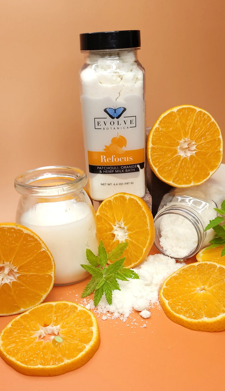 Milk Bath - Refocus (Patchouli, Orange, & Hempseed Oil) Milk Baths Evolve Botanica