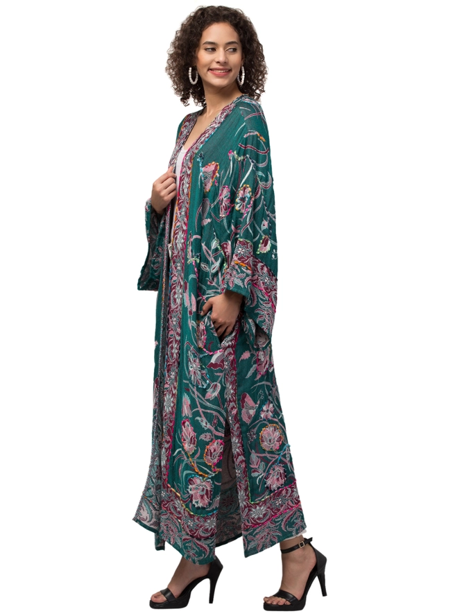 Evolve Botanica Ocean Winds Thick Stitch Kimono Jacket