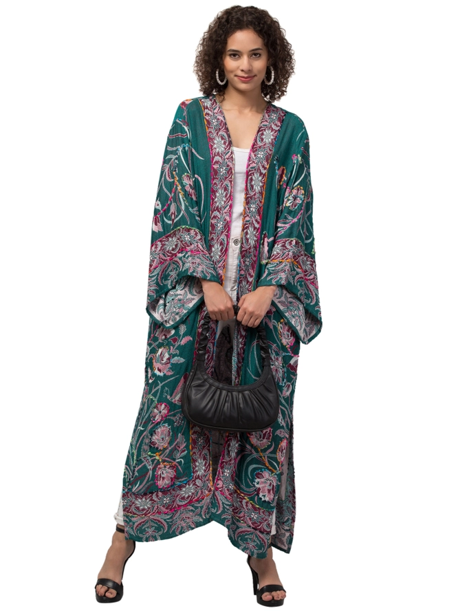 Evolve Botanica Ocean Winds Thick Stitch Kimono Jacket