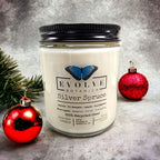 Evolve Botanica Classic 9oz Jam Jar Crystal Soy Candle - Silver Spruce (Moss Agate)