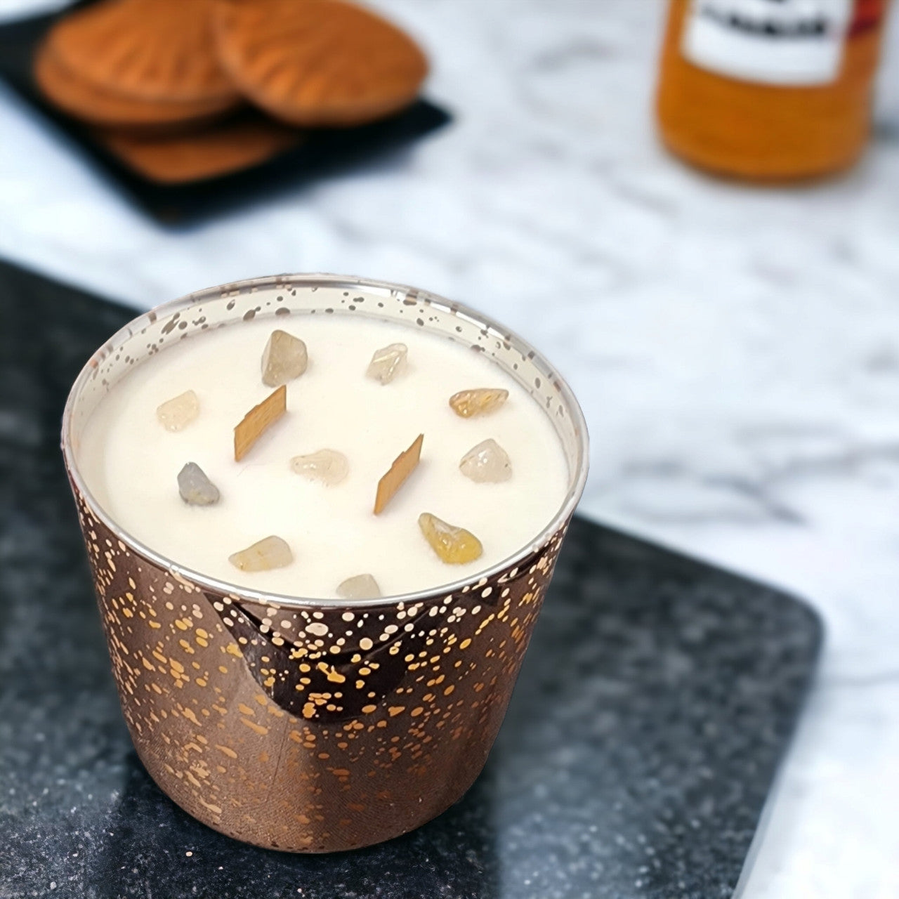 Evolve Botanica Starlight Candle - Gingersnapped (Wood Wick  Gemstone Soy Candle)