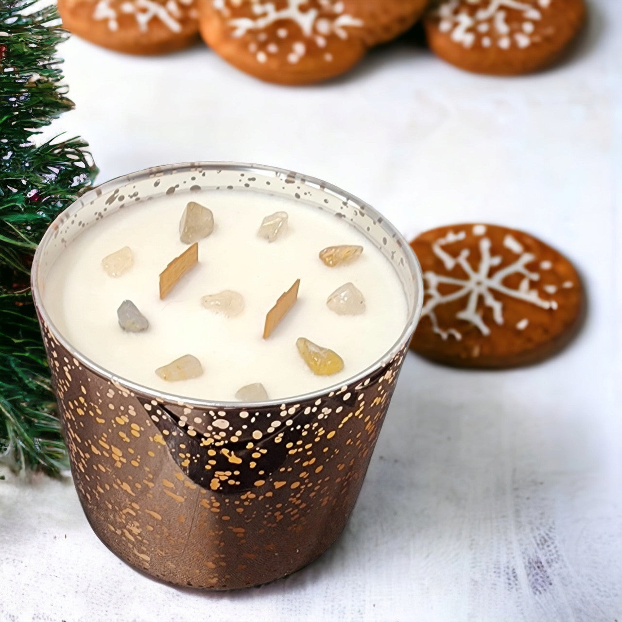 Evolve Botanica Starlight Candle - Gingersnapped (Wood Wick  Gemstone Soy Candle)