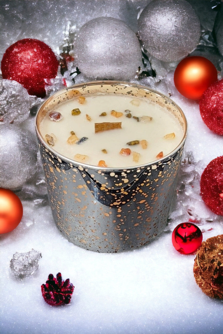 Evolve Botanica Starlight Candle - Fireside Cider (Wood Wick Carnelian & Tigers Eye Gemstone Soy Candle)