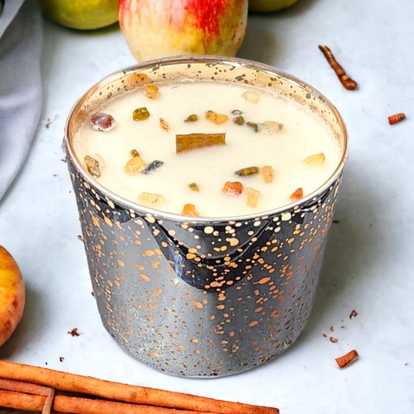 Evolve Botanica Starlight Candle - Fireside Cider (Wood Wick Carnelian & Tigers Eye Gemstone Soy Candle)