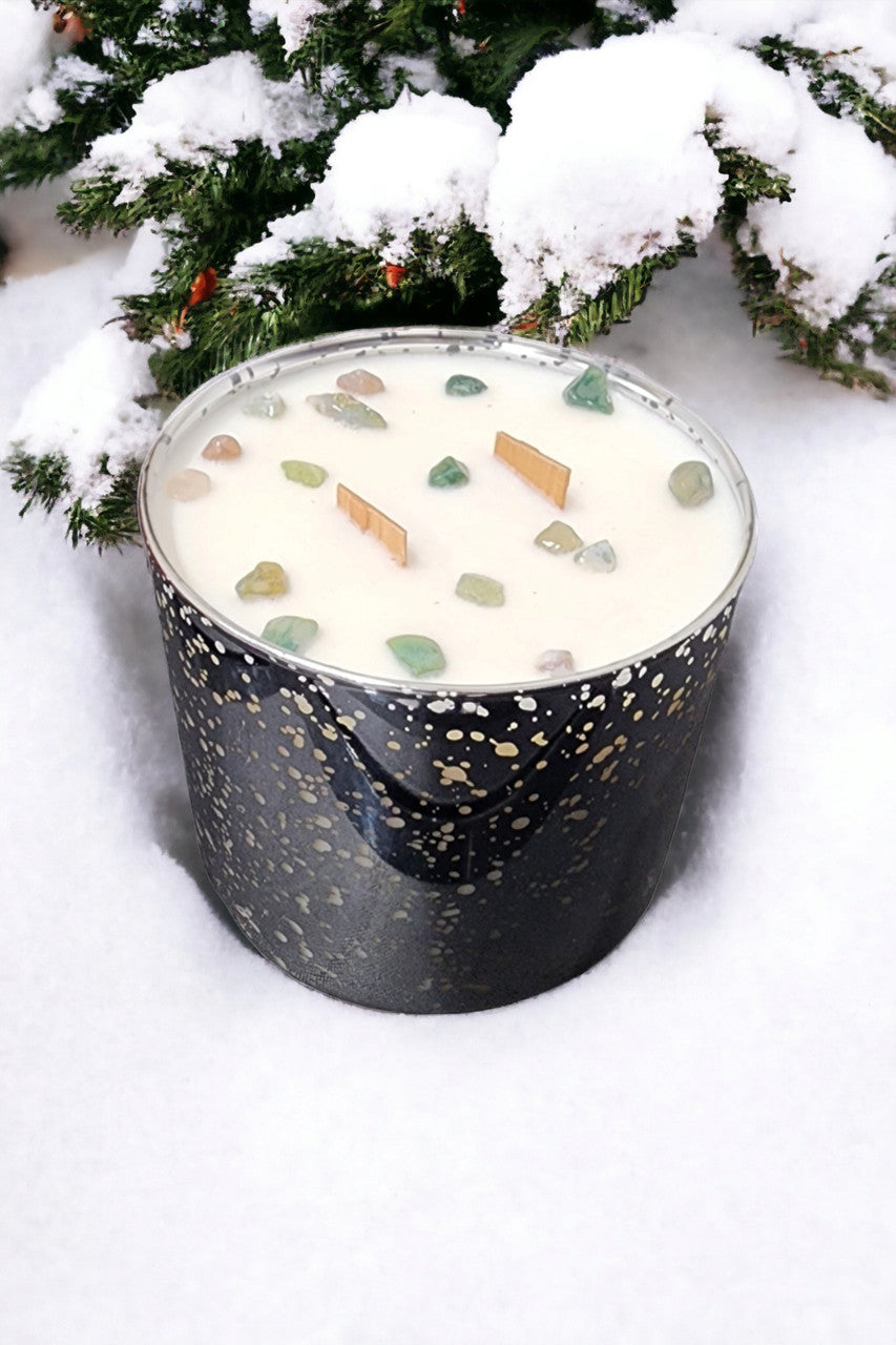 Evolve Botanica Starlight Candle - Silver Spruce (Moss Agate) Wood Wick Gemstone Soy Candle