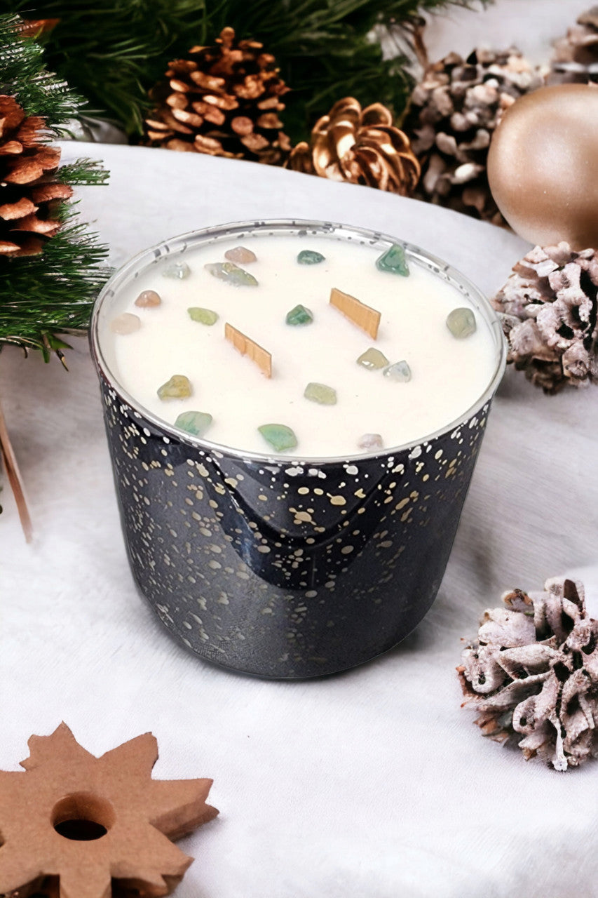 Evolve Botanica Starlight Candle - Silver Spruce (Moss Agate) Wood Wick Gemstone Soy Candle