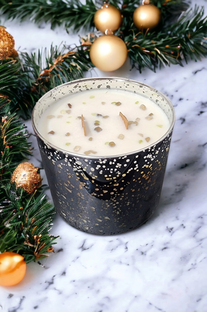 Evolve Botanica Starlight Candle - Evergreen (Peridot & Smoky Quartz) Wood Wick Gemstone Soy Candle