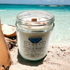 Evolve Botanica Classic 9oz Jam Jar Crystal Soy Candle - Beach & Bamboo (Sunstone)