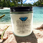 Evolve Botanica Classic 9oz Jam Jar Crystal Soy Candle - Beach & Bamboo (Sunstone)