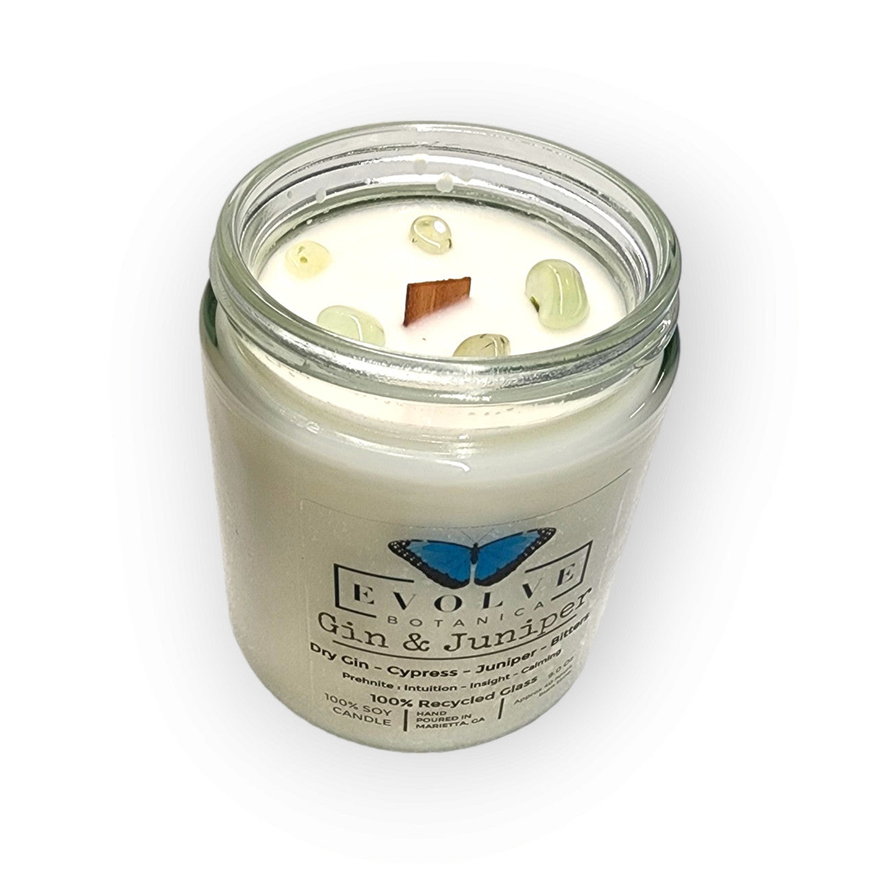 Gin & Juniper 9oz Jam Jar Soy Candle, Prehnite