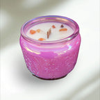 Evolve Botanica Date Night - Wood Wick Soy Candle (Sunstone & Red Jasper) - Embossed Glass