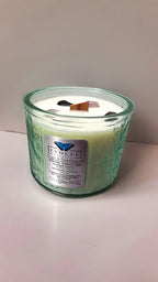 Evolve Botanica Sage & Sanctuary - Wood Wick Soy Candle (Black Kyanite, Black Tourmaline, Obsidian, Amethyst, Labradorite)- Embossed Glass