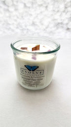Rocks Candle - Rainbows & Unicorns (Wood Wick Rainbow Fluorite Gemstone Soy Candle) Evolve Botanica