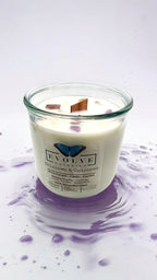 Rocks Candle - Rainbows & Unicorns (Wood Wick Rainbow Fluorite Gemstone Soy Candle) Evolve Botanica