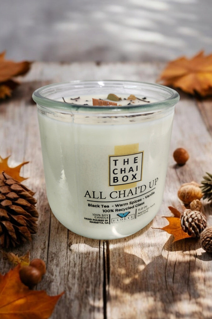 All Chai'd Up wood wick candle — bakery spice fall atmosphere