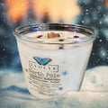North Pole Rocks candle with Garnet, Peridot & Quartz — winter peppermint chocolate scent