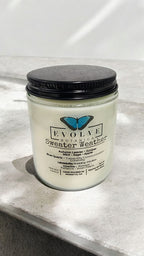 Evolve Botanica Classic 9oz Jam Jar Crystal Soy Candle - Sweater Weather (Howlite & Labradorite)