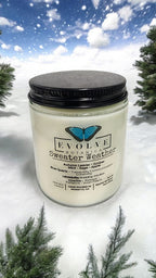 Evolve Botanica Classic 9oz Jam Jar Crystal Soy Candle - Sweater Weather (Howlite & Labradorite)