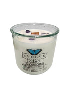 Evolve Botanica Rocks Candle - Lilac Blossoms (Wood Wick, Lepidolite Gemstone Soy Candle)
