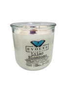 Evolve Botanica Rocks Candle - Lilac Blossoms (Wood Wick, Lepidolite Gemstone Soy Candle)