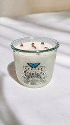 Evolve Botanica Rocks Candle - Midnight (Wood Wick, Super Seven Gemstone Soy Candle)