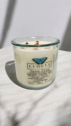 Rocks Candle - Java Jive (Wood Wick Tiger Eye & Smoky Quartz Gemstone Soy Candle)