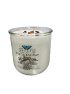 Evolve Botanica Rocks Candle - Why Is The Rum Gone? (Wood Wick, Hematite (Grounding, Balancing, Transformation), Howlite (Release, Patience, Inner Peace)