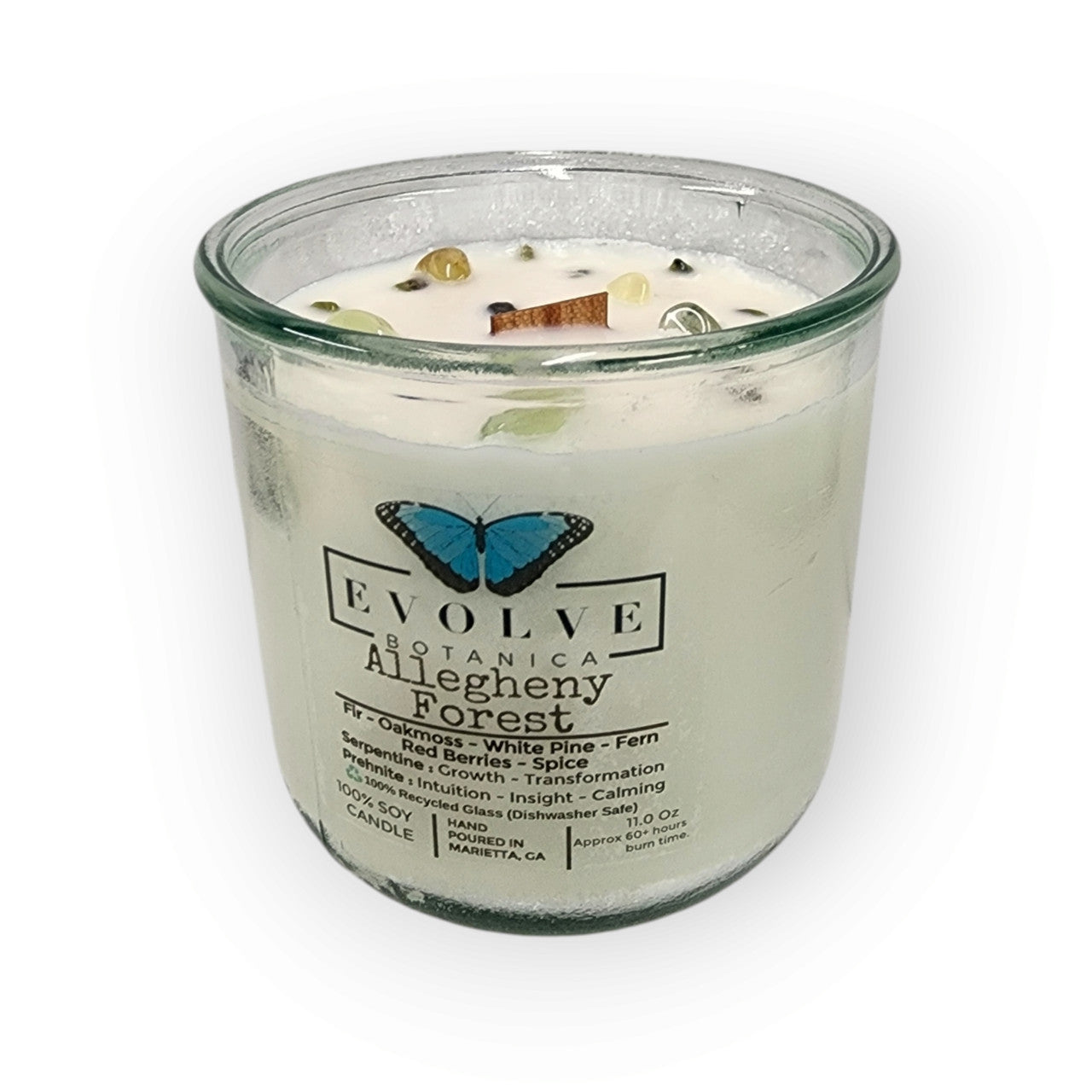 Rocks Candle - Allegheny Forest (Wood Wick Serpentine & Prehnite Gemstone Soy Candle)