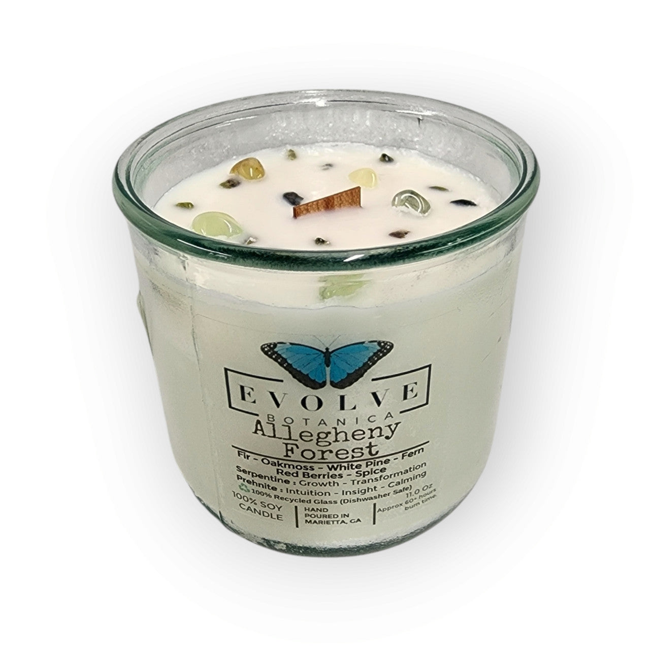 Rocks Candle - Allegheny Forest (Wood Wick Serpentine & Prehnite Gemstone Soy Candle)