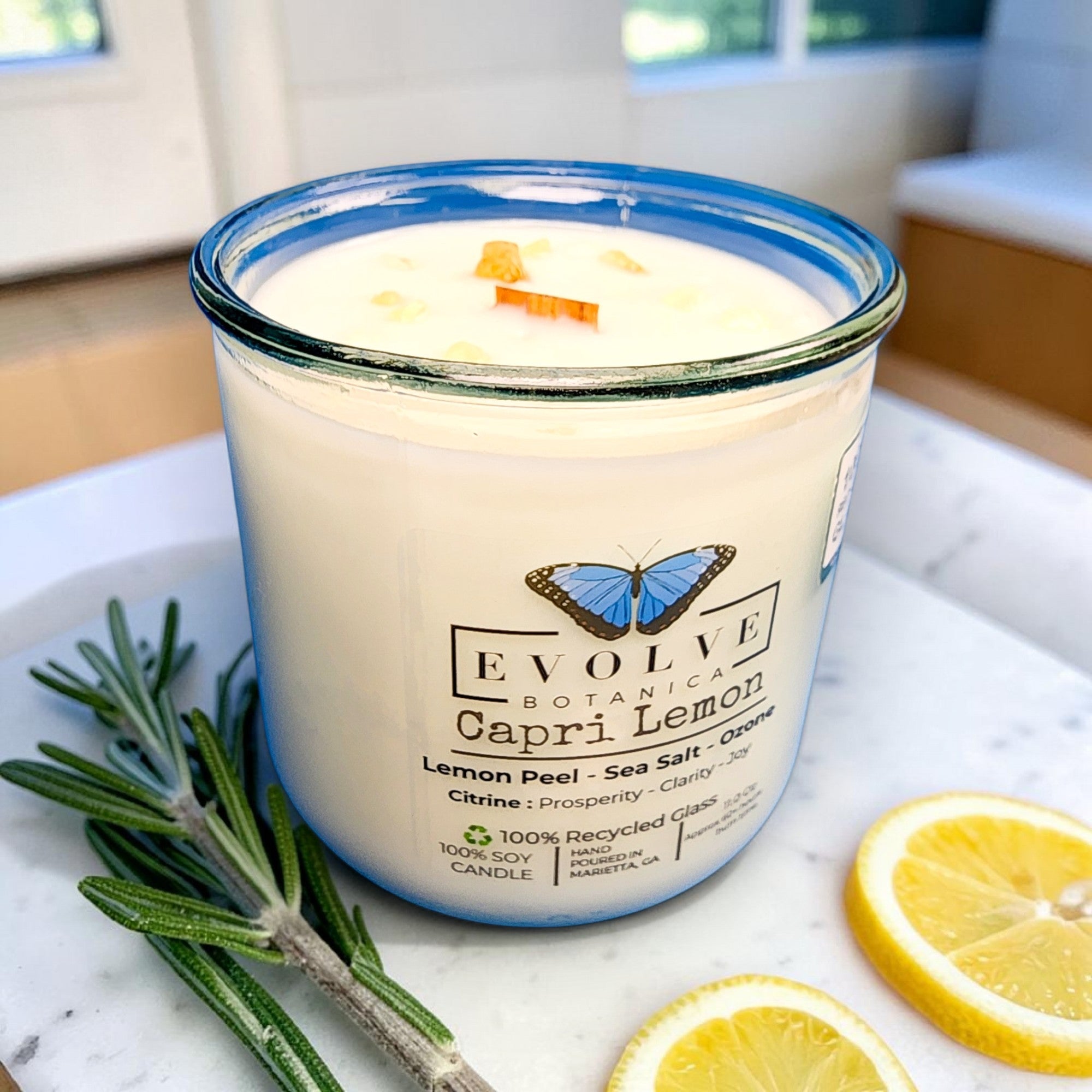 Rocks Candle - Capri Lemon (Wood Wick Citrine Gemstone Soy Candle)
