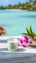 Rocks Candle - Orchid Bay (Wood Wick, Watermelong Tourmaline & Howlite, Soy Candle)