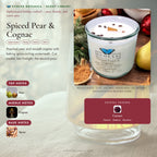 Spiced Pear & Cognac scent notes — Pear, Cognac, and Spice paired with a Garnet crystal. Evolve Botanica Rocks candle: 11 oz soy wax, wood wick, reusable glass.