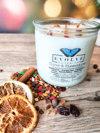 Rocks Candle - Clove & Clementine (Wood Wick, Carnelian & Citrine, Soy Candle)