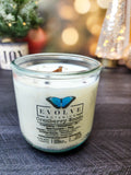 Cranberry Woods wood wick soy candle lit — cozy holiday cabin atmosphere