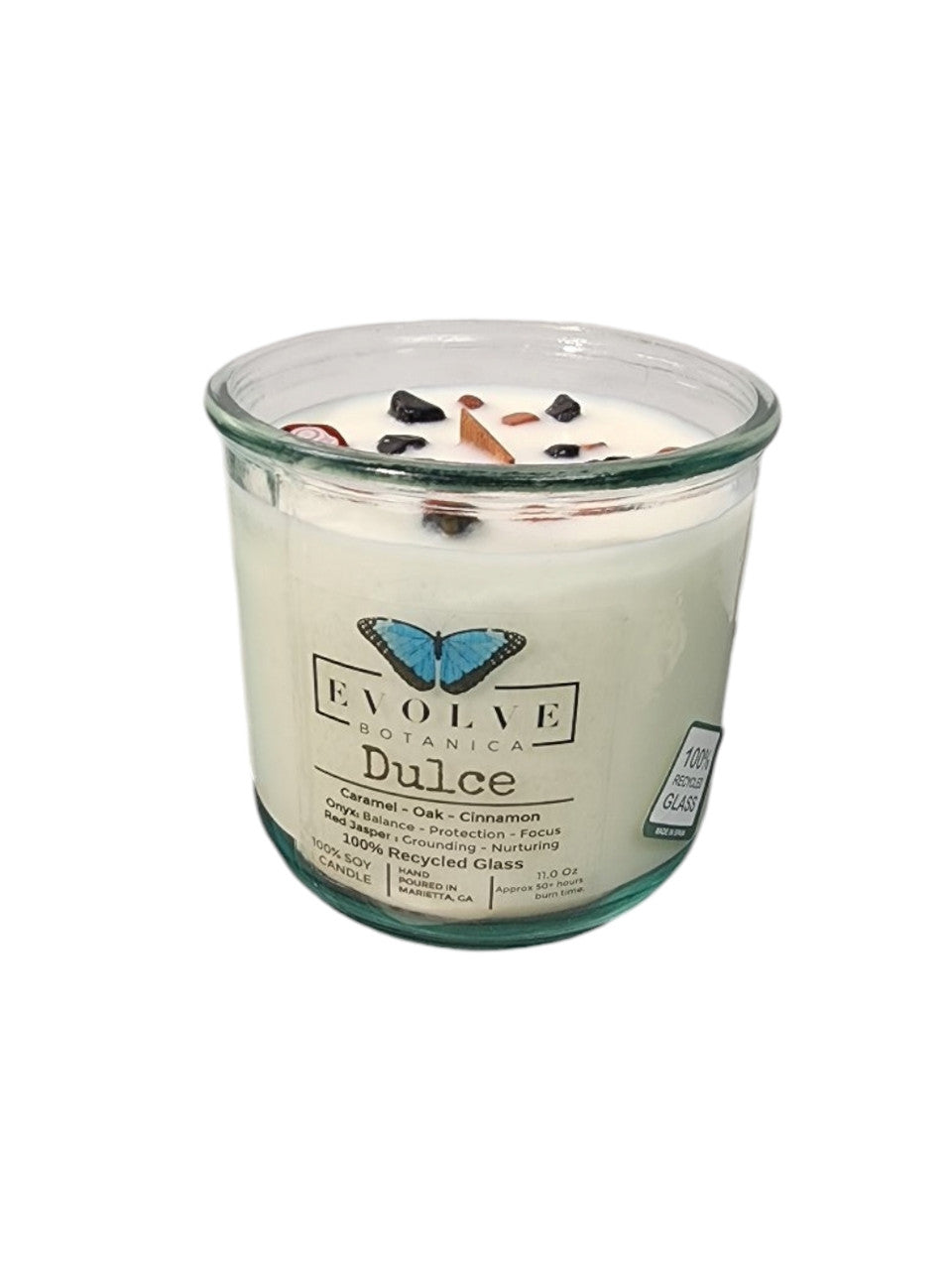 Evolve Botanica Rocks Candle - Dulce (Wood Wick Red Jasper & Onyx Gemstone Soy Candle)