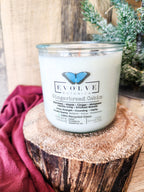 Evolve Botanica Rocks Candle - Gingerbread Cabin (Wood Wick, Onyx & Smoky Quartz, Soy Candle)