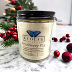 Evolve Botanica Classic 9oz Jam Jar Crystal Soy Candle - Cranberry Fig (Carnelian)