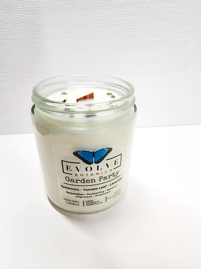 Eovlve Botanica Classic 9oz Jam Jar Crystal Soy Candle - Garden Party