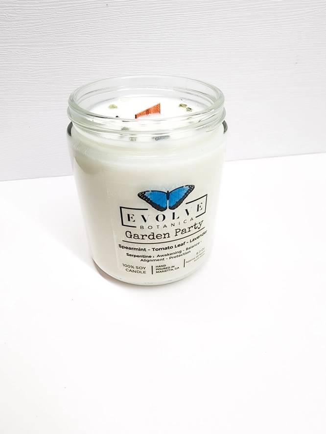Eovlve Botanica Classic 9oz Jam Jar Crystal Soy Candle - Garden Party