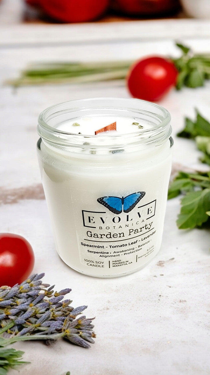 Eovlve Botanica Classic 9oz Jam Jar Crystal Soy Candle - Garden Party