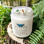 Classic 9oz Jam Jar Crystal Soy Candle - Hemlock & Fern (Aventurine) Evolve Botanica