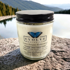Evolve Botanica Classic 9oz Jam Jar Crystal Soy Candle - Lake House Hideaway (Aventurine)