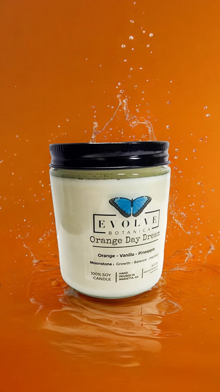 Evolve Botanica Classic 9oz Jam Jar Crystal Soy Candle - Orange Day Dream
