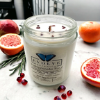 Evolve Botanica Classic 9oz Jam Jar Crystal Soy Candle - Pomegranate Noir (Garnet)